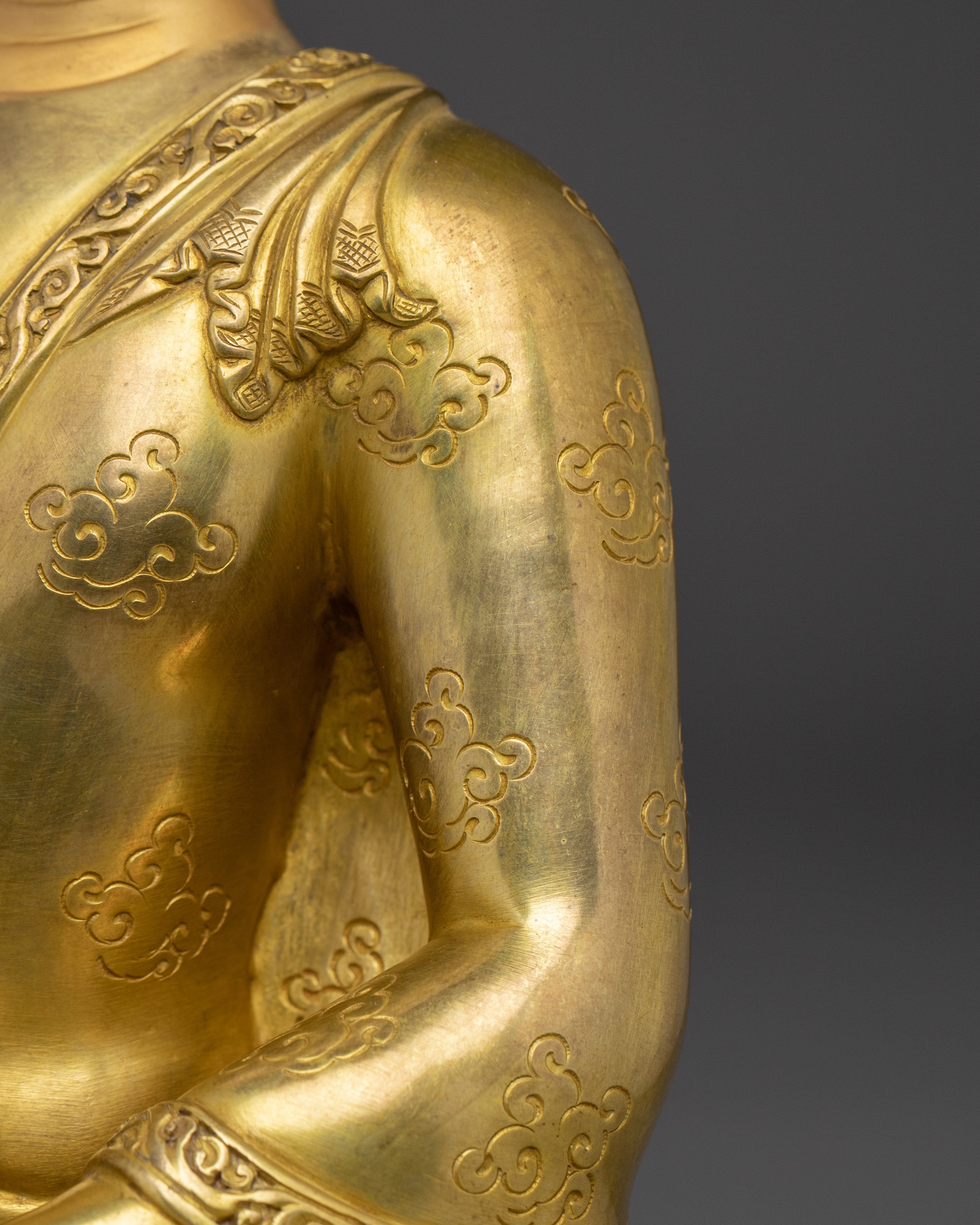 Golden Shakyamuni Buddha - The Enlightened One | Traditionally 24K Gold Gilded Statue