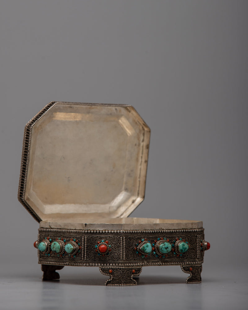 Silver Trinket Box | Decorative Container with Old-World Charm and Character