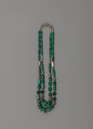 Gemstone and White Metal Combined Necklace