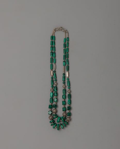 Gemstone and White Metal Combined Necklace