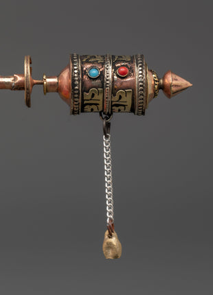 Spinning Mantra Prayer Wheel | Tibetan Buddhist gift for Shrine Altar