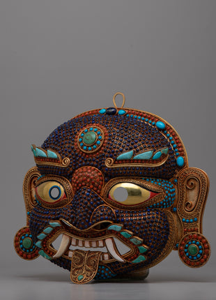 Copper Lakhe Mask | Handcrafted Artistry for Displays