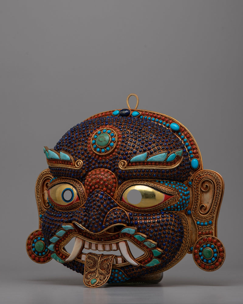 Copper Lakhe Mask | Handcrafted Artistry for Displays