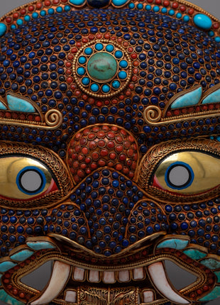 Copper Lakhe Mask | Handcrafted Artistry for Displays