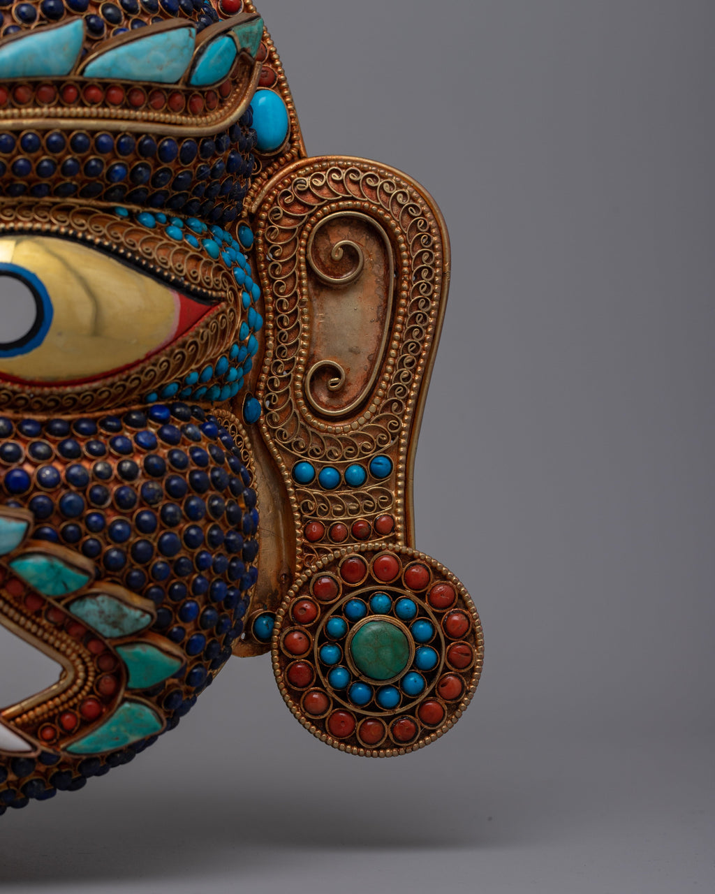 Mask Rackee Copper Lakhe Mask | Handcrafted Artistry for Displays