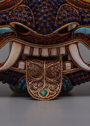 Copper Lakhe Mask | Handcrafted Artistry for Displays