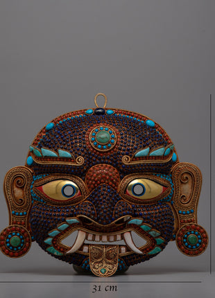 Copper Lakhe Mask | Handcrafted Artistry for Displays
