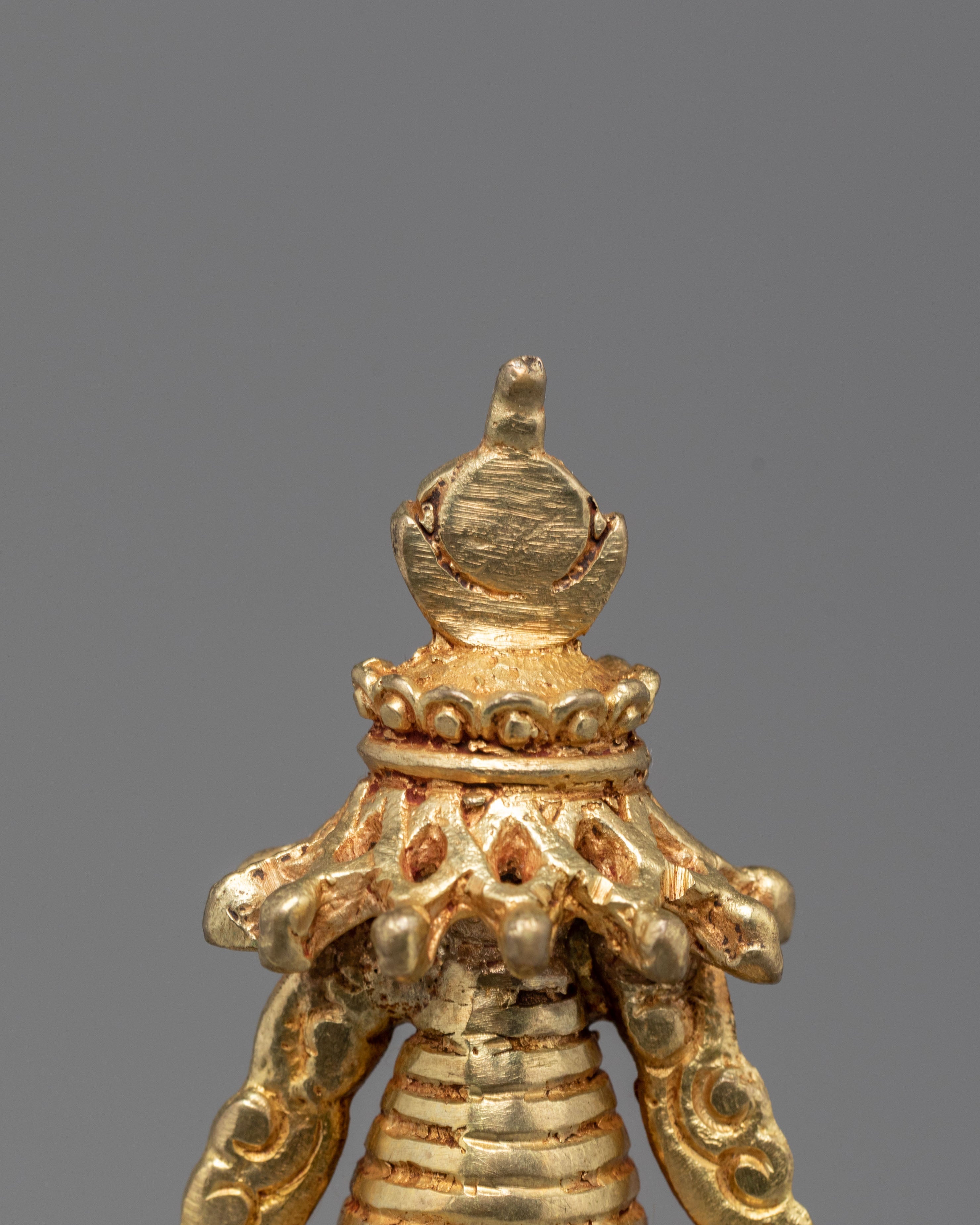 Handcrafted Tibetan Ritual Stupa | Sacred Buddhist Gold Plated Shrine