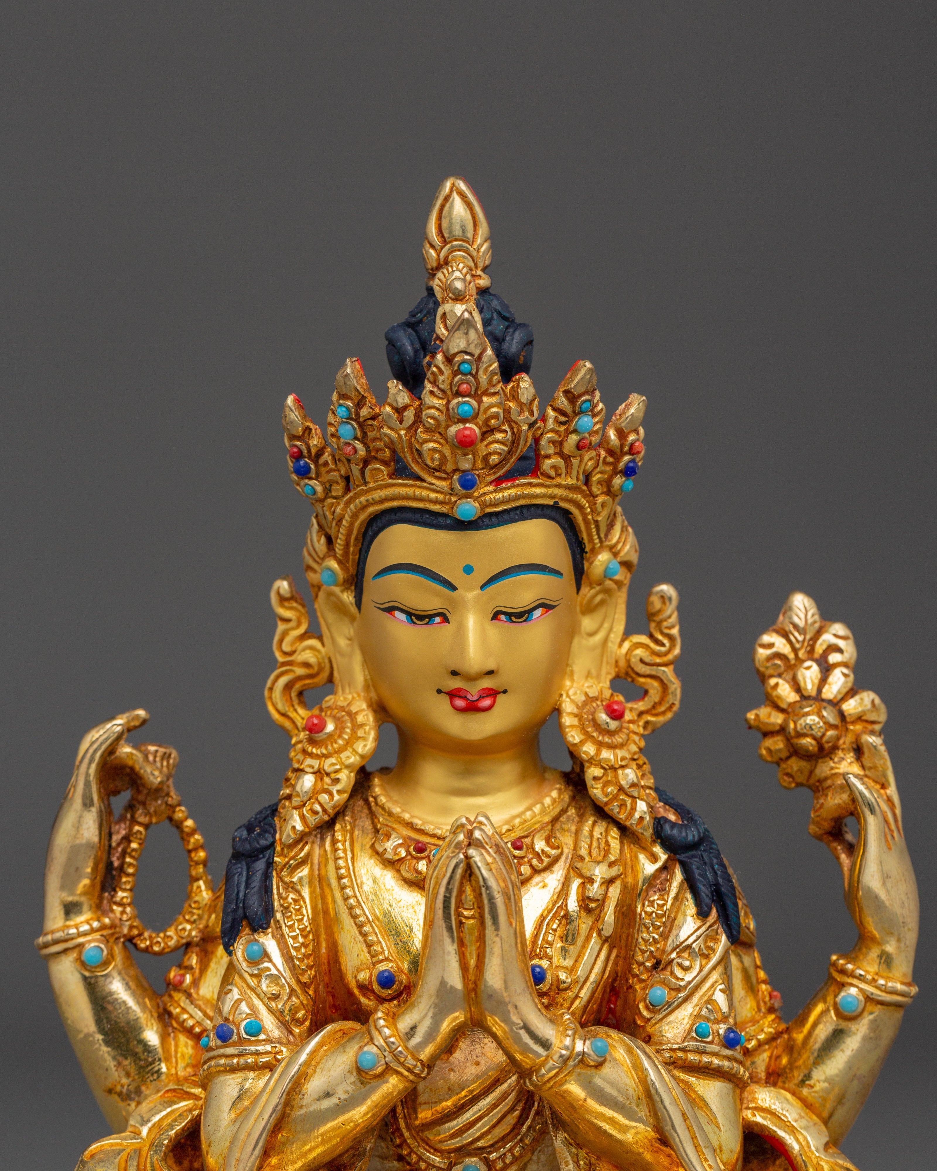 Bodhisattva of Kindness Chenrezig Figurine | Avalokiteshvara Artwork