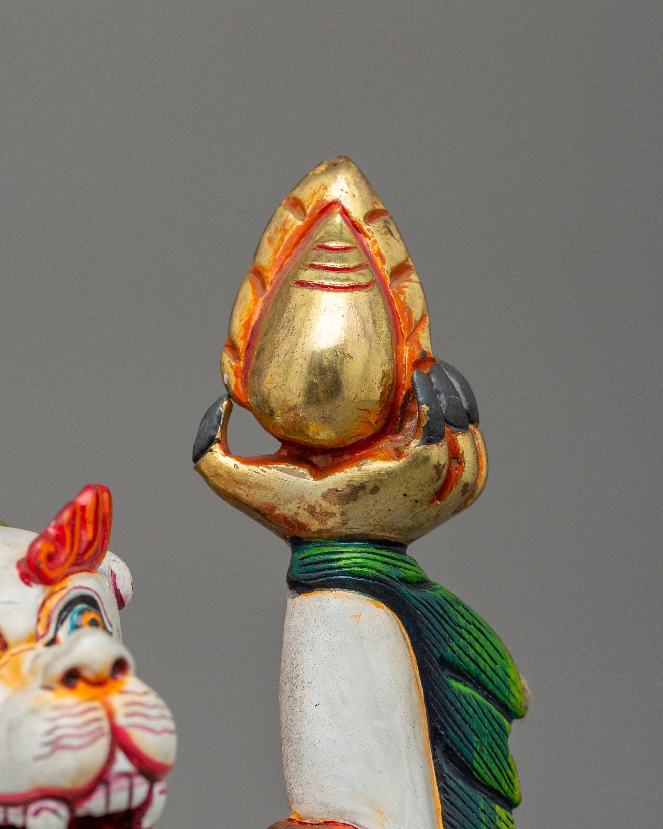 Gold-Plated Copper Foo Dog Lion Set | Guardian Statues for Shrines