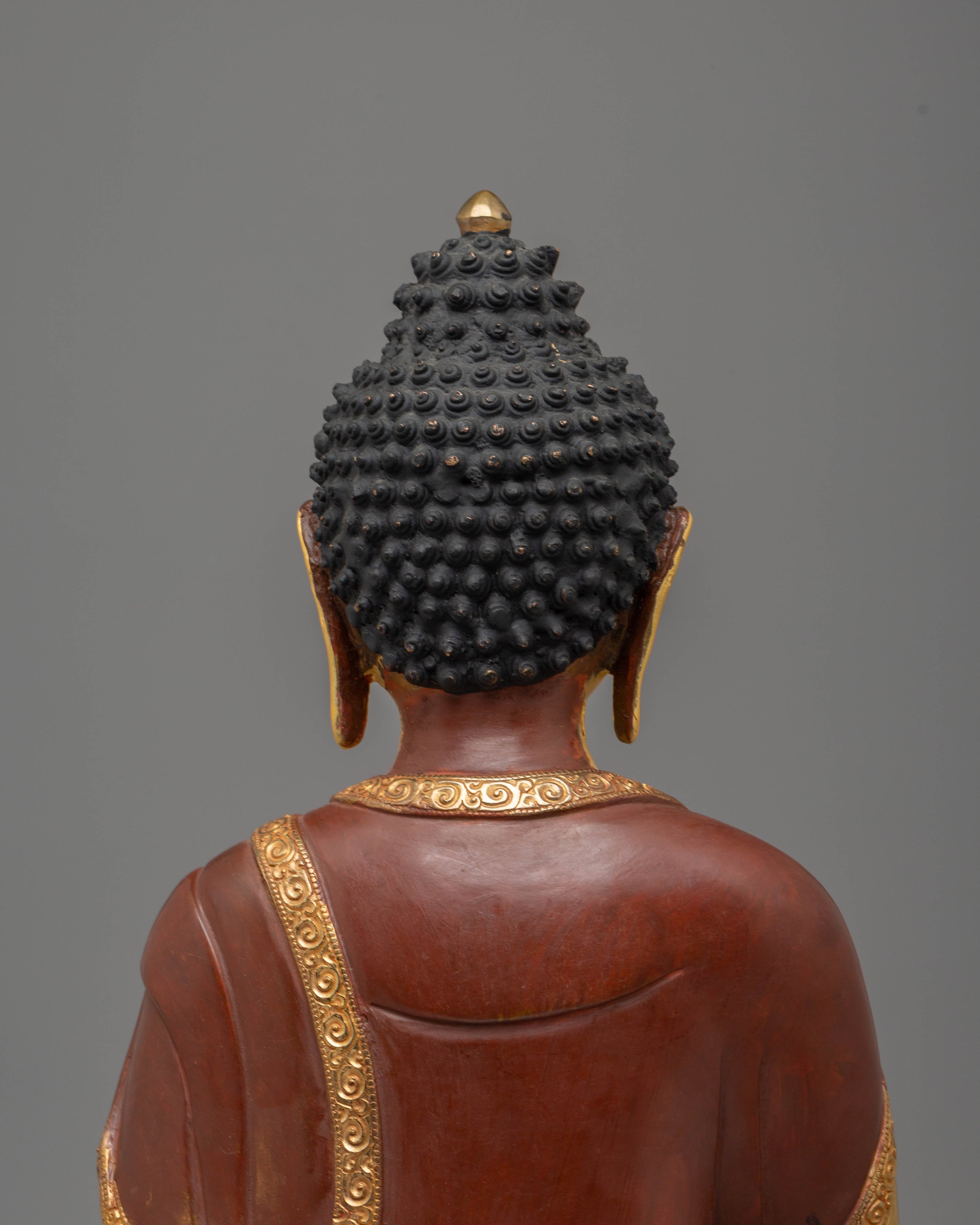 Himalayan Statue of Amitabha Buddha | Electro Gold-Plated Copper with Acrylic Color