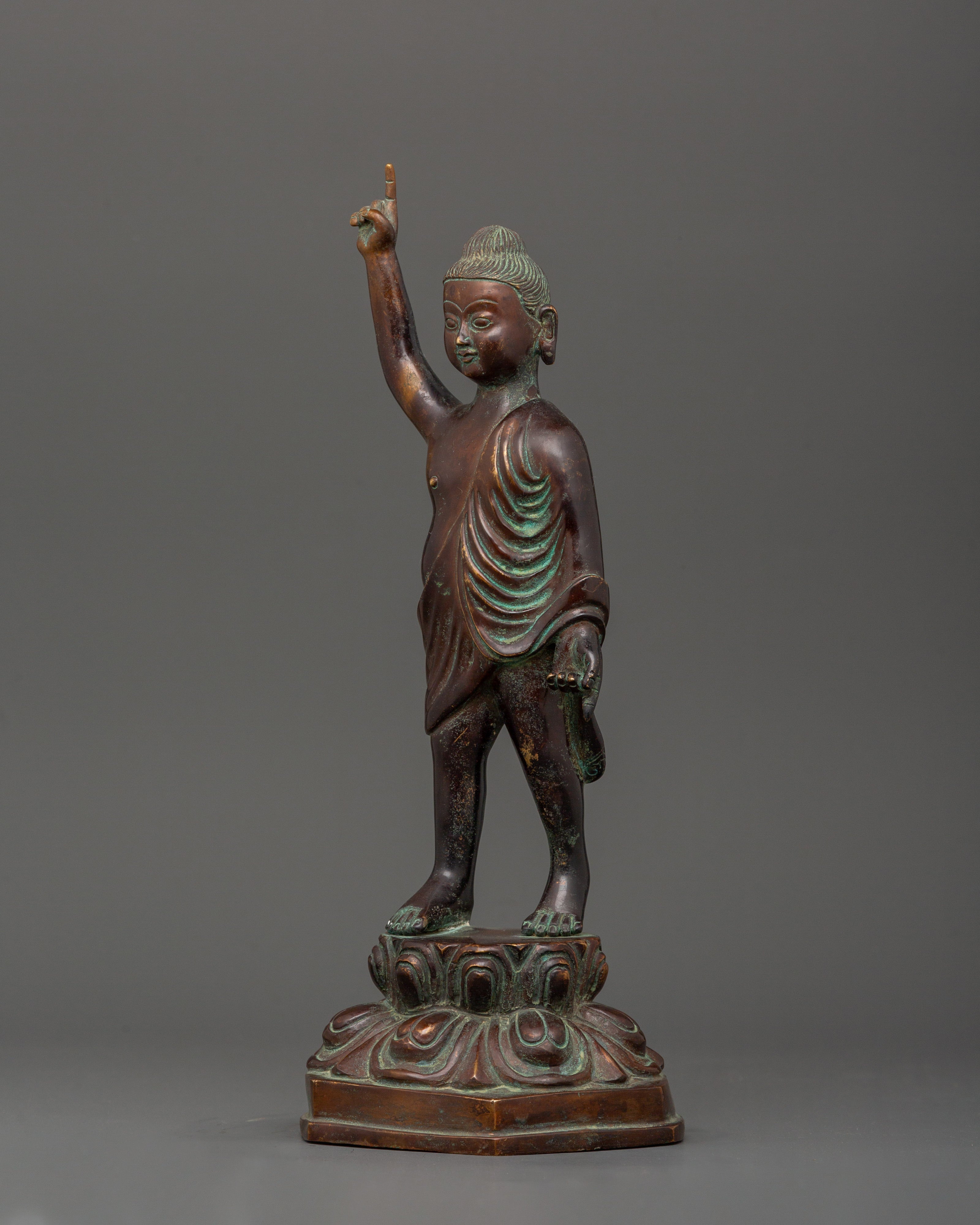 Oxidized Copper Standing Siddhartha Gautam | Symbol of Enlightenment