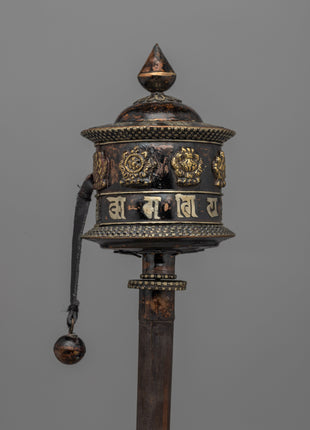 Buddhist Ritual Spinning Prayer Wheel | Traditional Tibetan Design for Peace and Healing