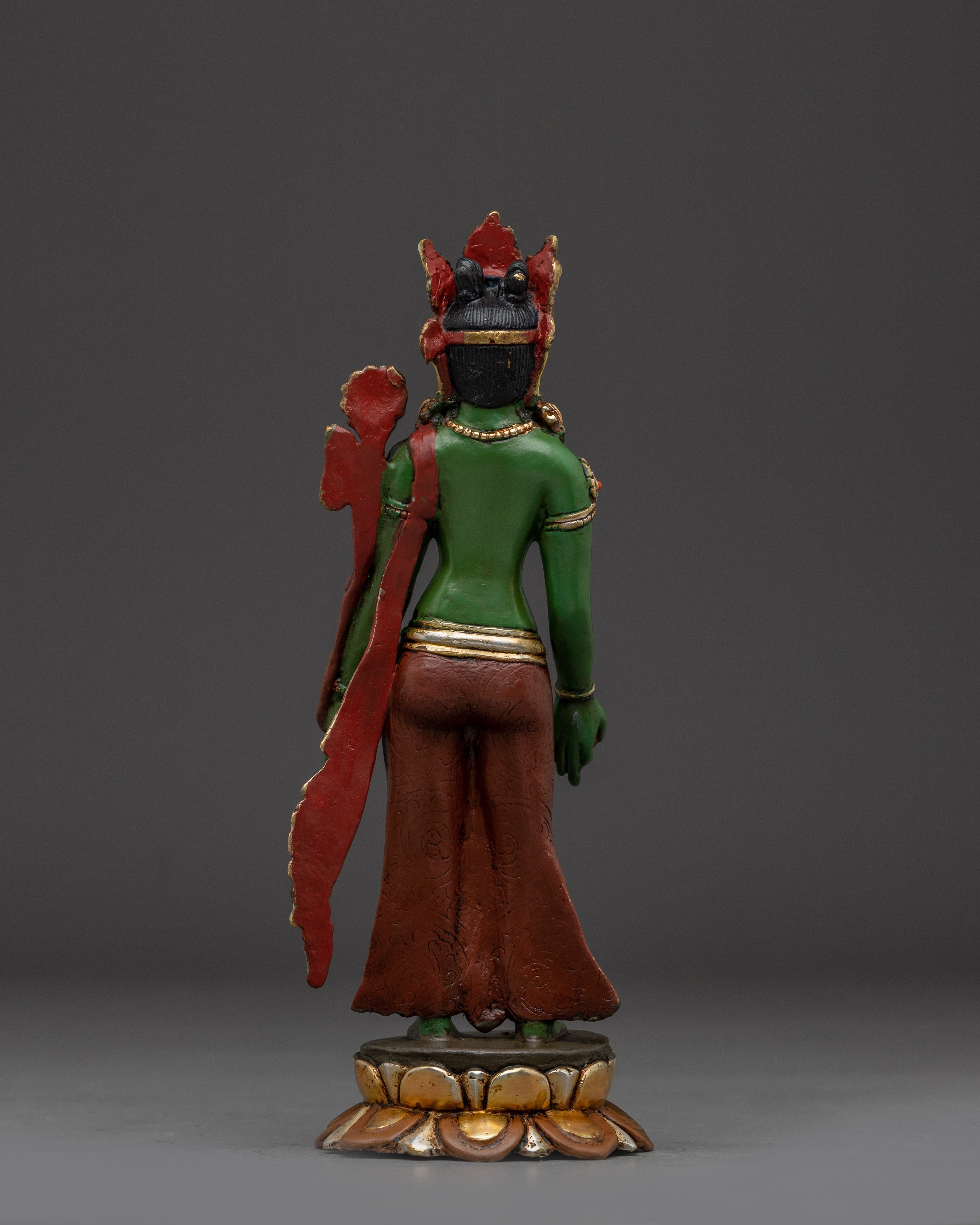 Colorful Radiant Shyama Tara Standing Statue | Green Tara - Mother of All Buddhas