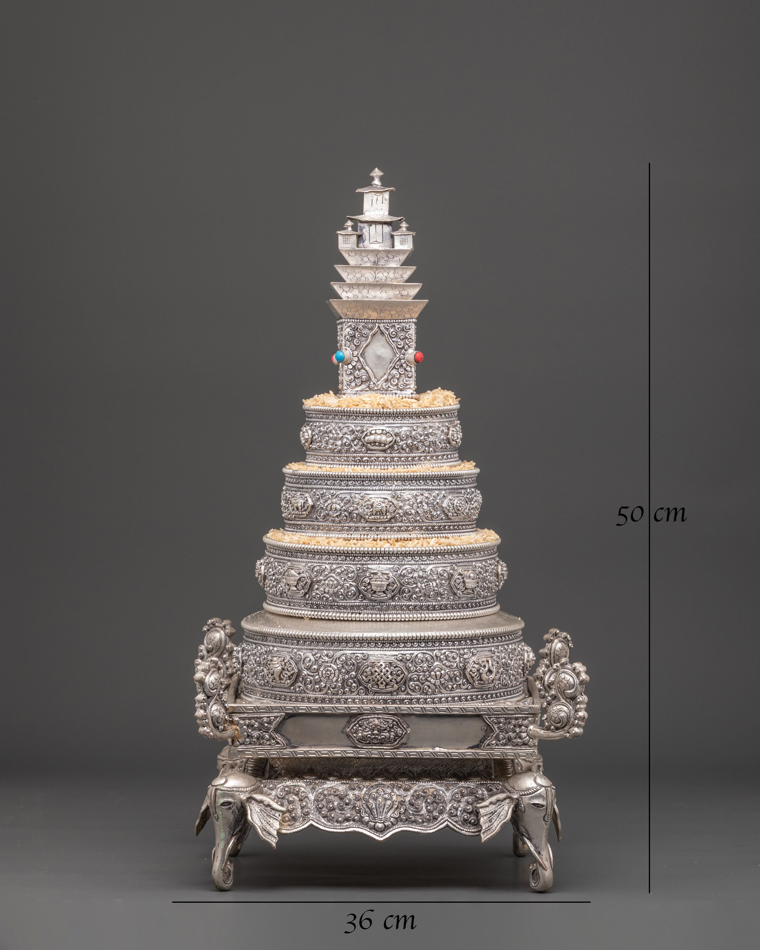 Copper Silver Plated Mandala Offering Set | Buddhist Ritual Set