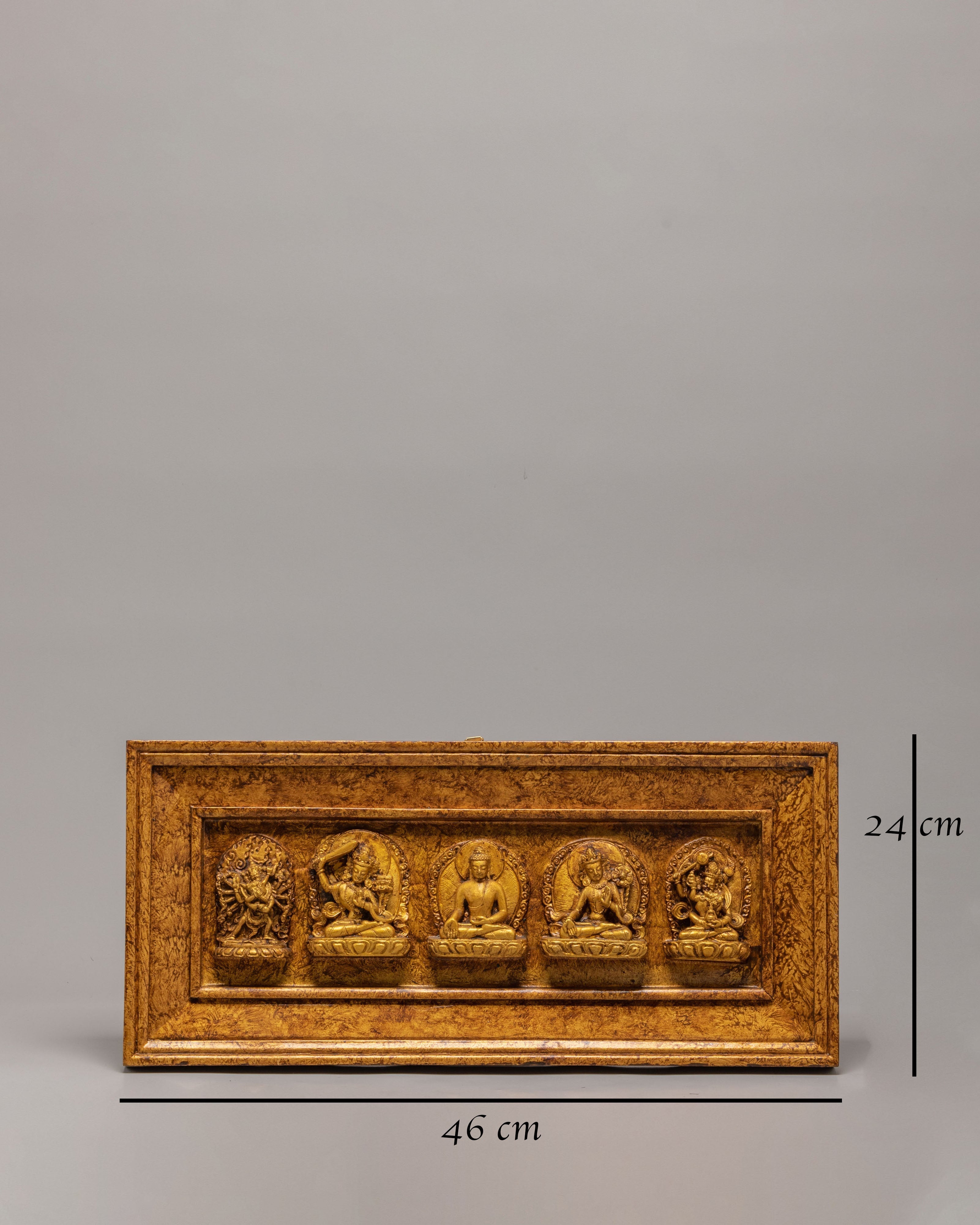 Handmade Wall Hanging with Meditational Deities | Spiritual Stone Dust Art