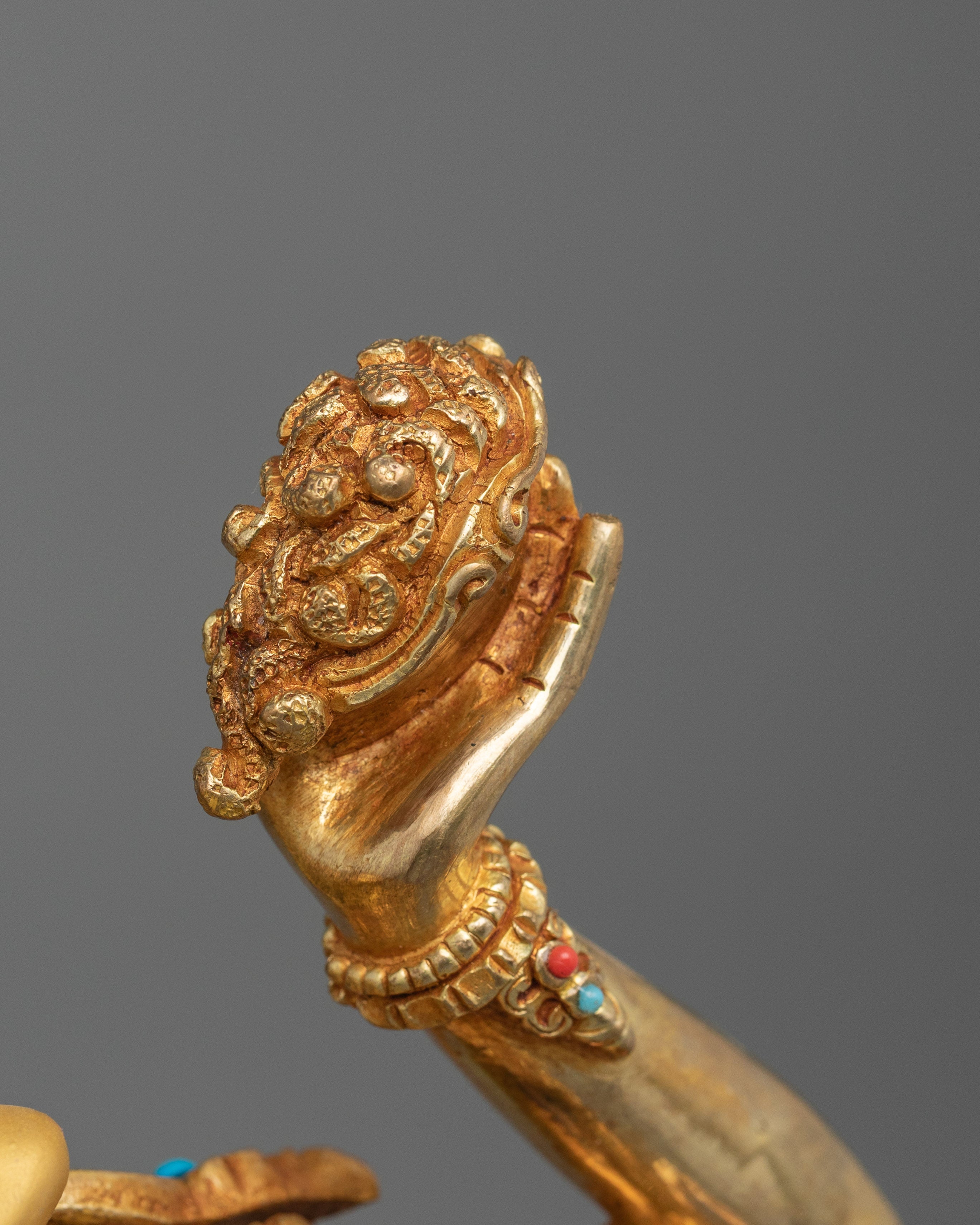 24k Gold Gilded Vajrayogini Statue | Handmade Wrathful Female Deity