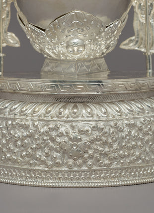 Tibetan Silver Ritual Kapala | Sacred Tibetan Buddhist Artifact for Rituals