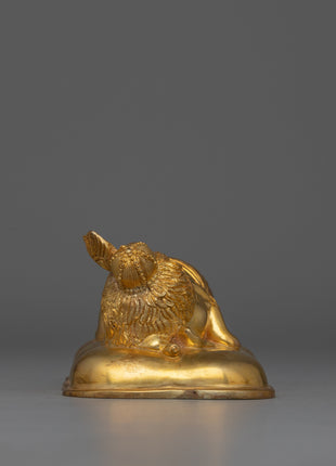 Elegant Gold-Plated Ganesha Statue | Sleeping Ganesh Sculpture