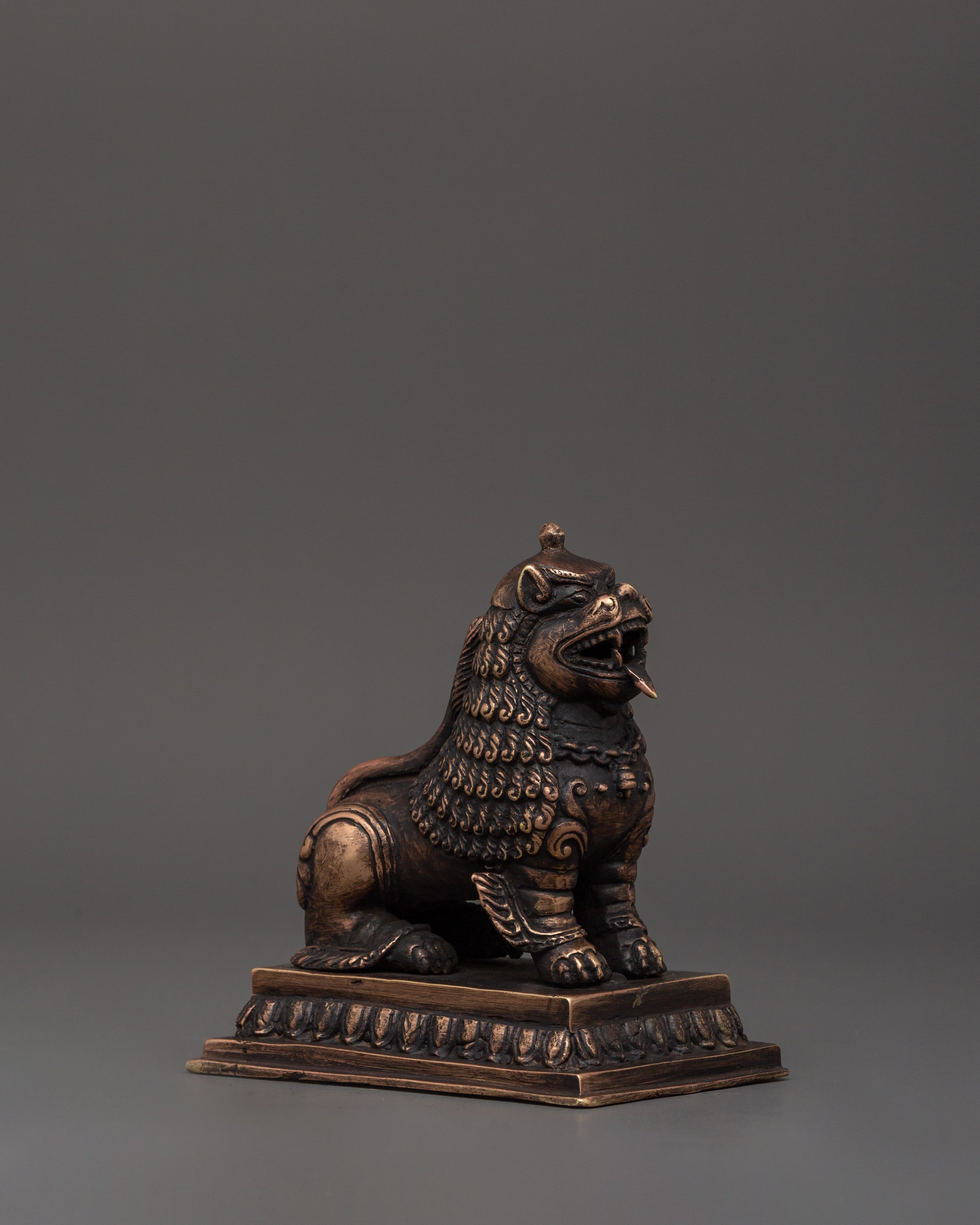 Copper Lion Set for Decor | Tibetan Guardian Lions