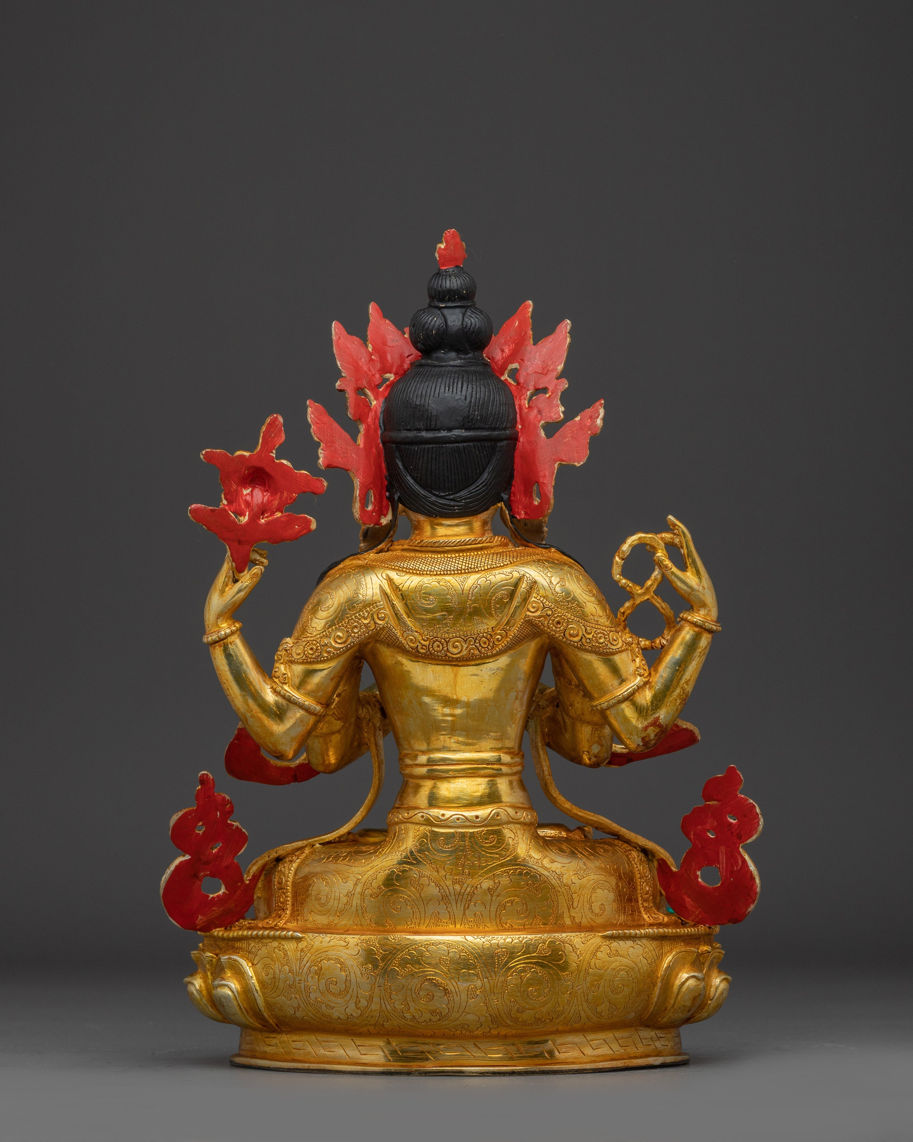 Golden Four Armed Chenrezig Statue | Spiritual Enlightenment