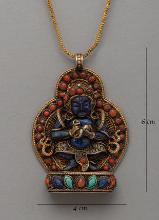 Gold-Plated Filigree Locket with Lapis Lazuli and Coral | Spiritual and Decorative Wear