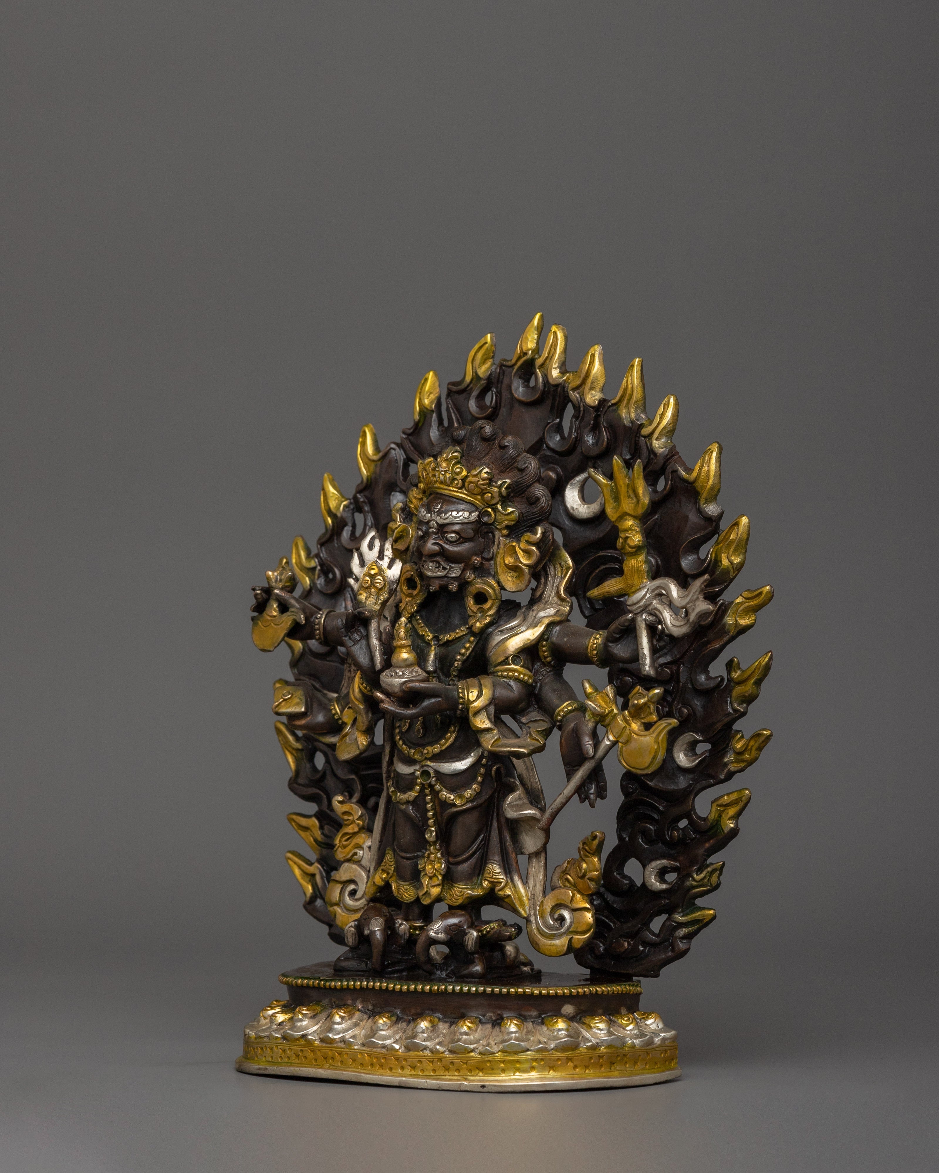 White Mahakala Handmade Statue | The Wish-Granting Protector