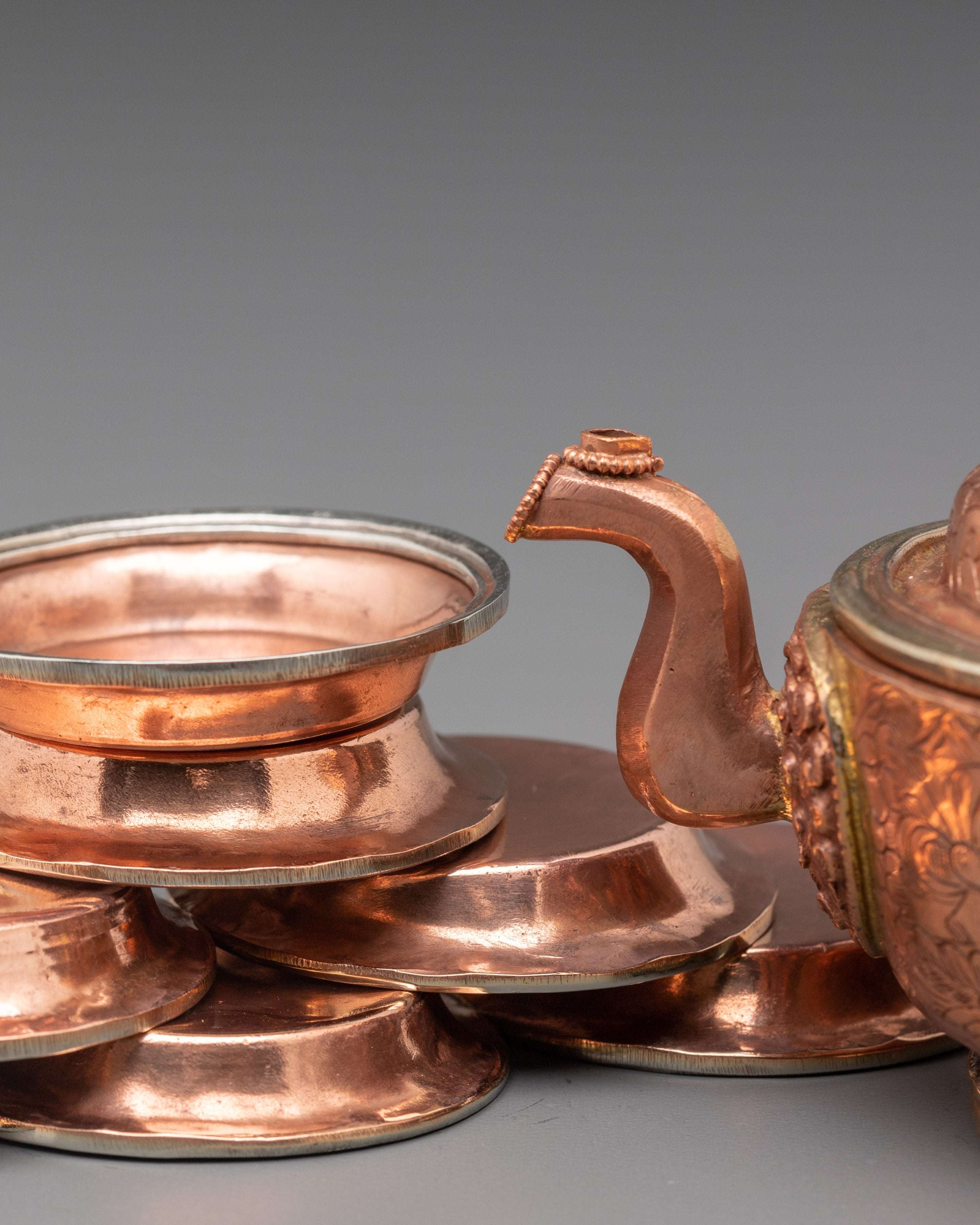 Handcrafted Copper Offering Bowls Set for Rituals and Meditation