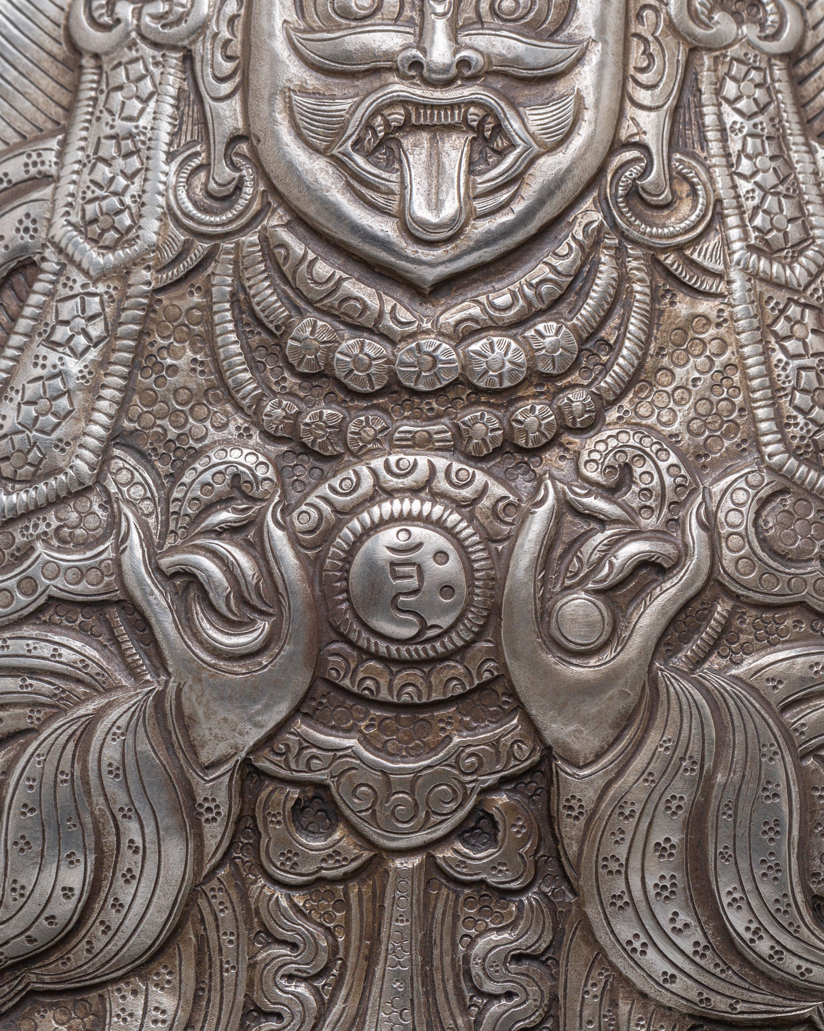 Tibetan Traditional Wall Hanging | Spiritual Decor with Iron & Stone Accents