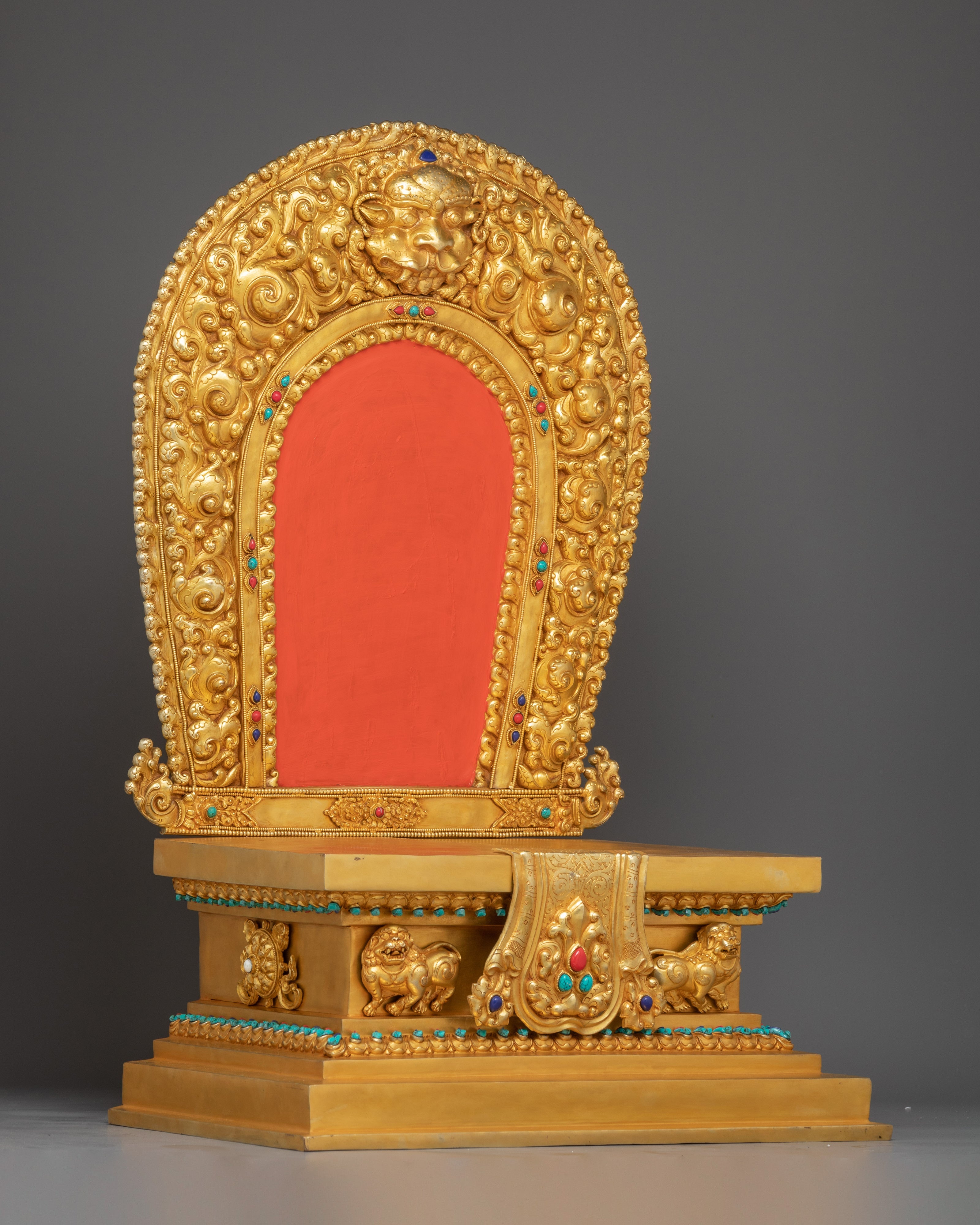 Hand-Carved Buddhist Throne | Gold Plated Throne