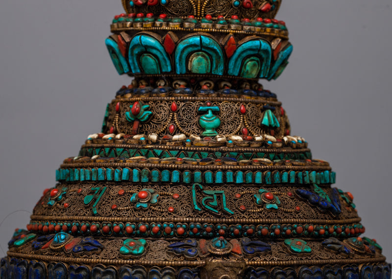 Premium Copper Stupa | Masterfully Crafted to Reflect the Divine Wisdom of Buddhist Tradition