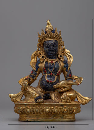 Dzambhala Lapis Lazuli Statue | Embodying Prosperity and Divine Blessings in Tibetan Buddhist Traditio