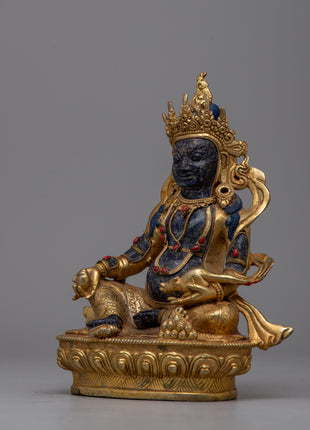 Dzambhala Lapis Lazuli Statue | Embodying Prosperity and Divine Blessings in Tibetan Buddhist Traditio