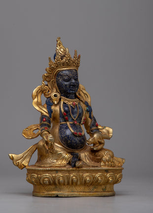Dzambhala Lapis Lazuli Statue | Embodying Prosperity and Divine Blessings in Tibetan Buddhist Traditio