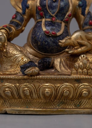Dzambhala Lapis Lazuli Statue | Embodying Prosperity and Divine Blessings in Tibetan Buddhist Traditio
