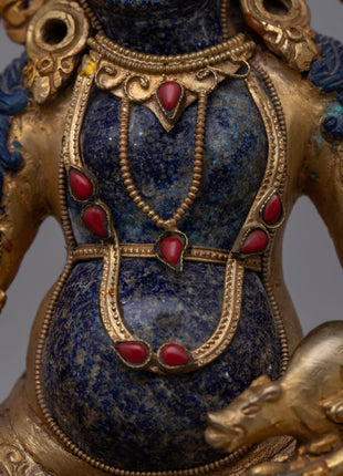 Dzambhala Lapis Lazuli Statue | Embodying Prosperity and Divine Blessings in Tibetan Buddhist Traditio