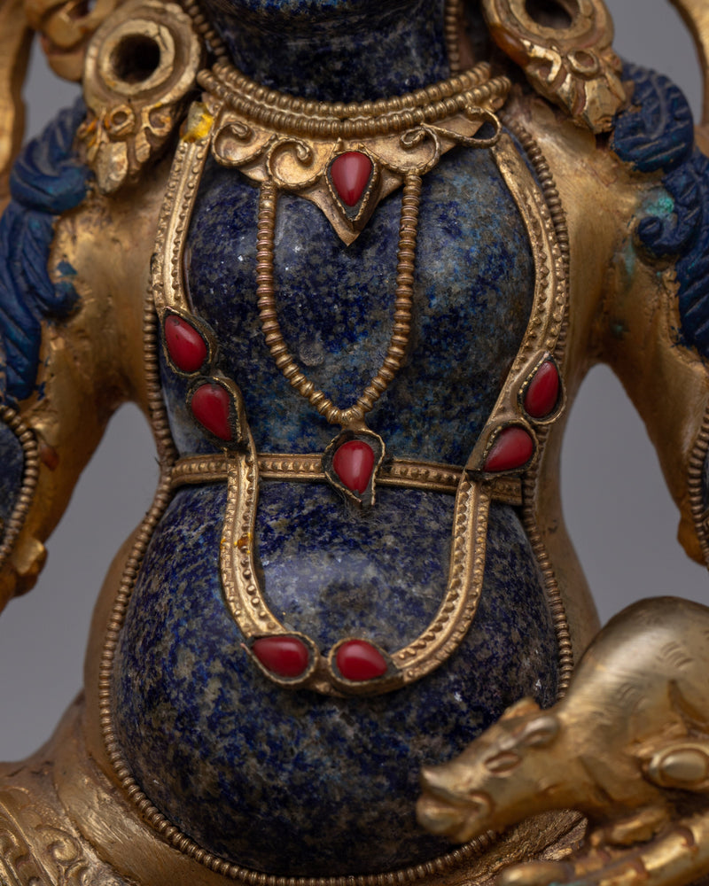 Dzambhala Lapis Lazuli Statue | Embodying Prosperity and Divine Blessings in Tibetan Buddhist Traditio