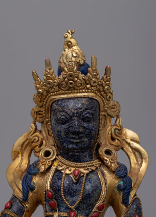 Dzambhala Lapis Lazuli Statue | Embodying Prosperity and Divine Blessings in Tibetan Buddhist Traditio