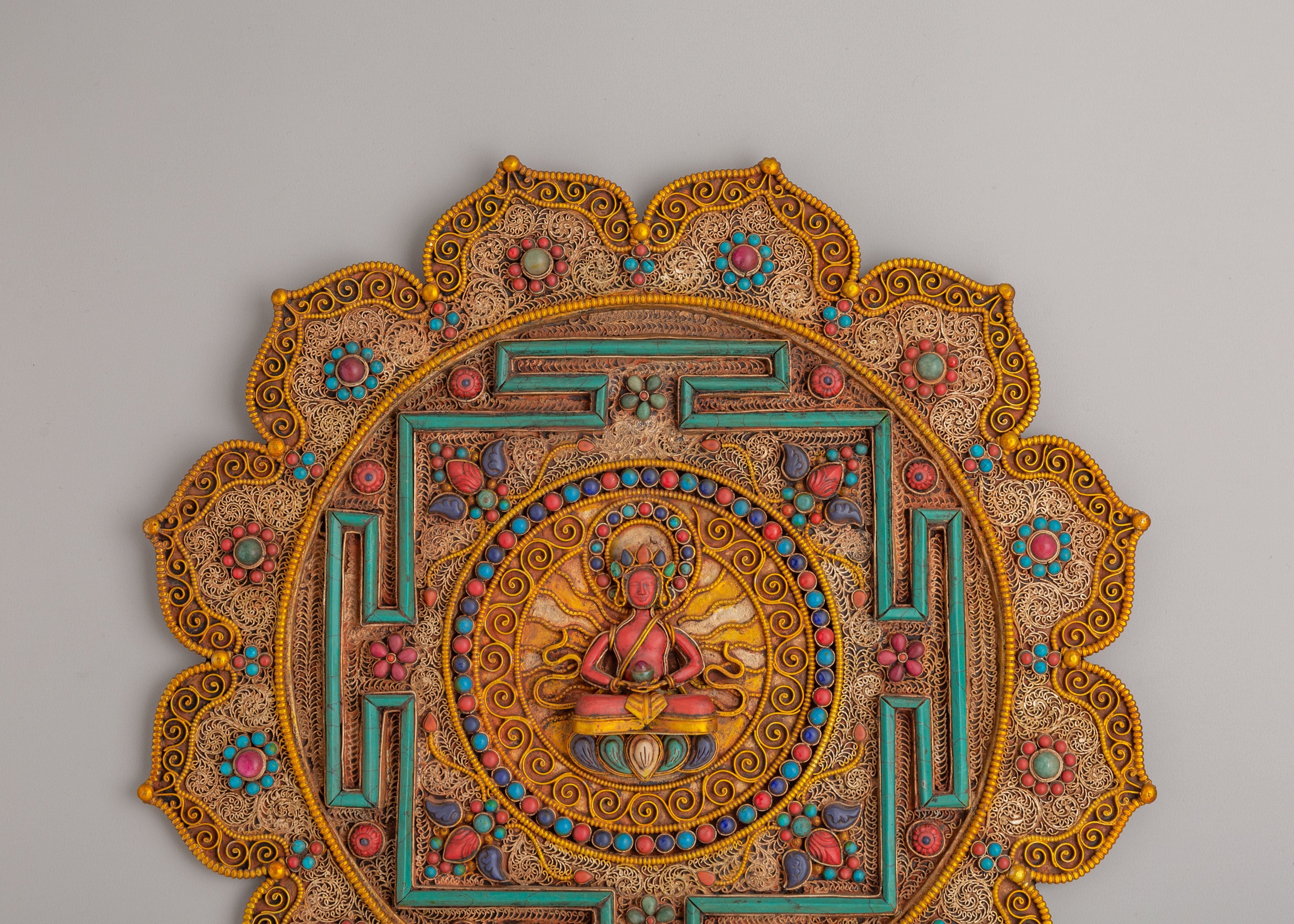 Amitayus Mandala Wall Hanging | Tibetan Long Life Deity Wall Hanging