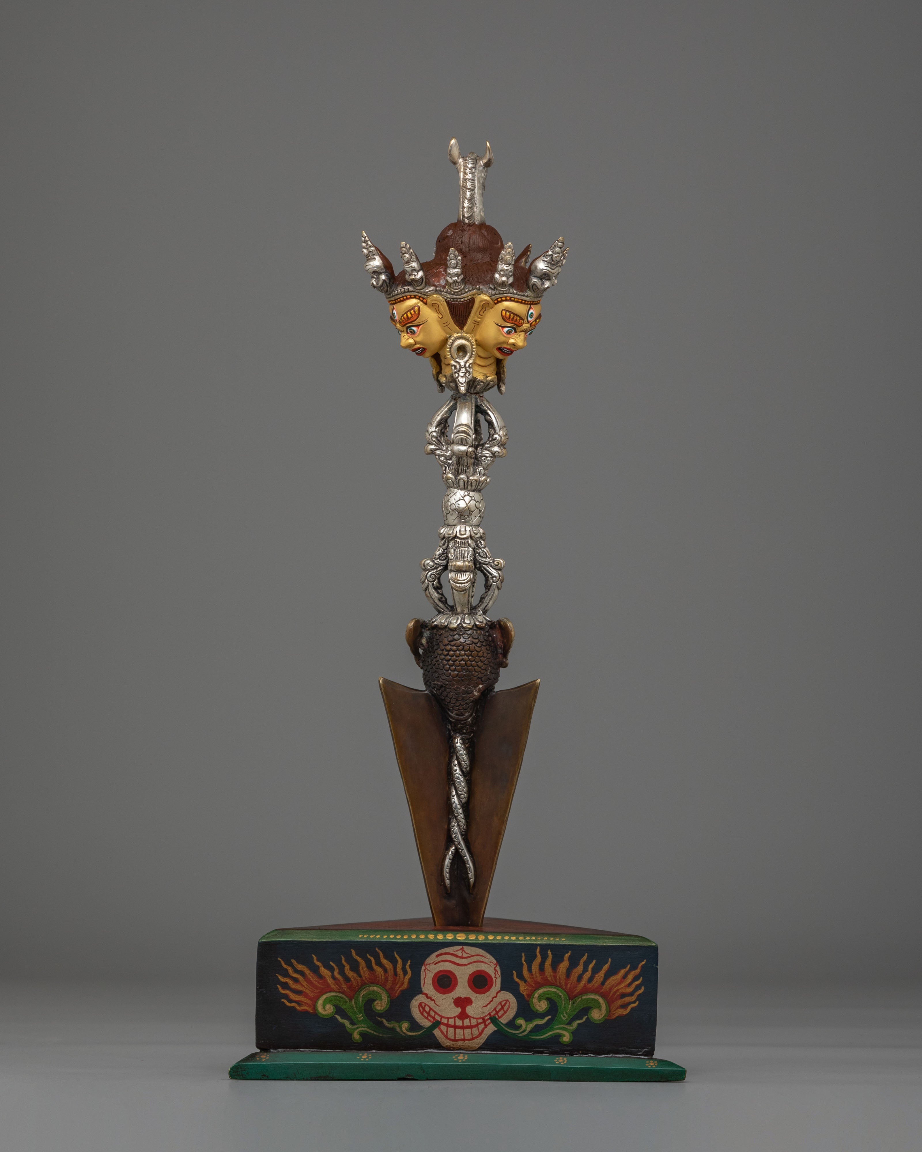 Traditional Buddhist Ritual Dagger Phurba | Spiritual Protection Artifact