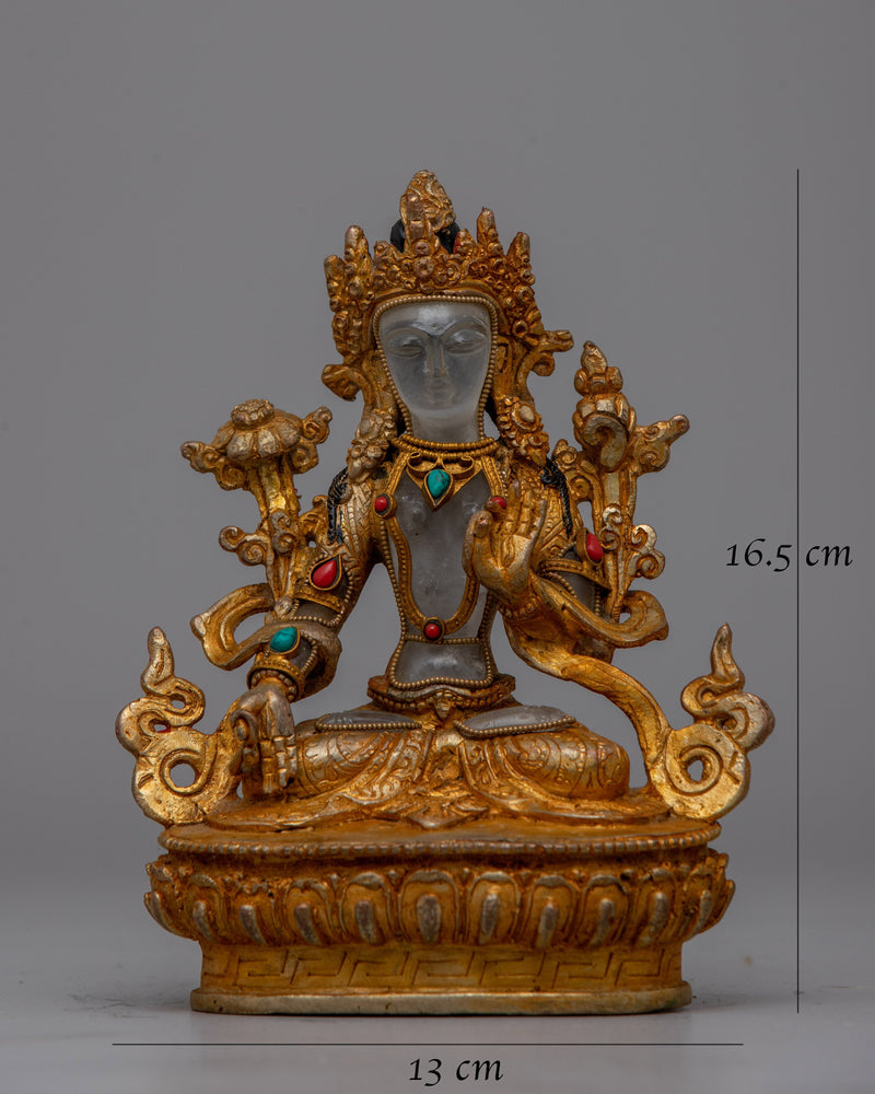 Crystal Tara Statue of White Tara |  Embracing the Serene and Healing Energy of White Tara