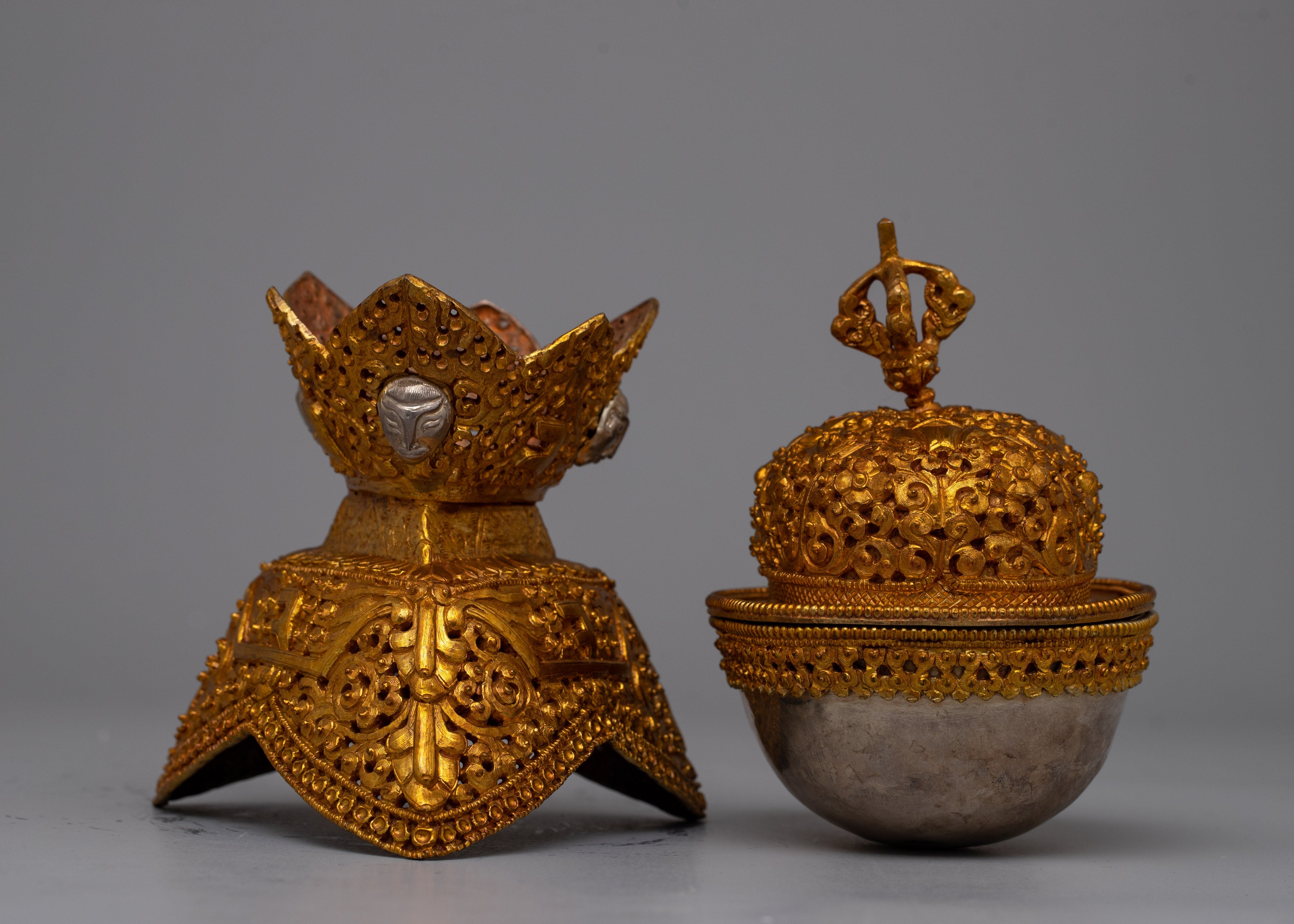 Tibetan Kapala Skull Cup Set | Handcrafted Tantric Meditation Ritual Cups