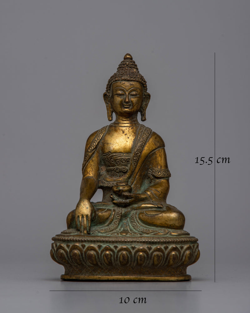 Shakyamuni Copper Statue of Buddha | Electro Gold Plated Buddhist Figurine