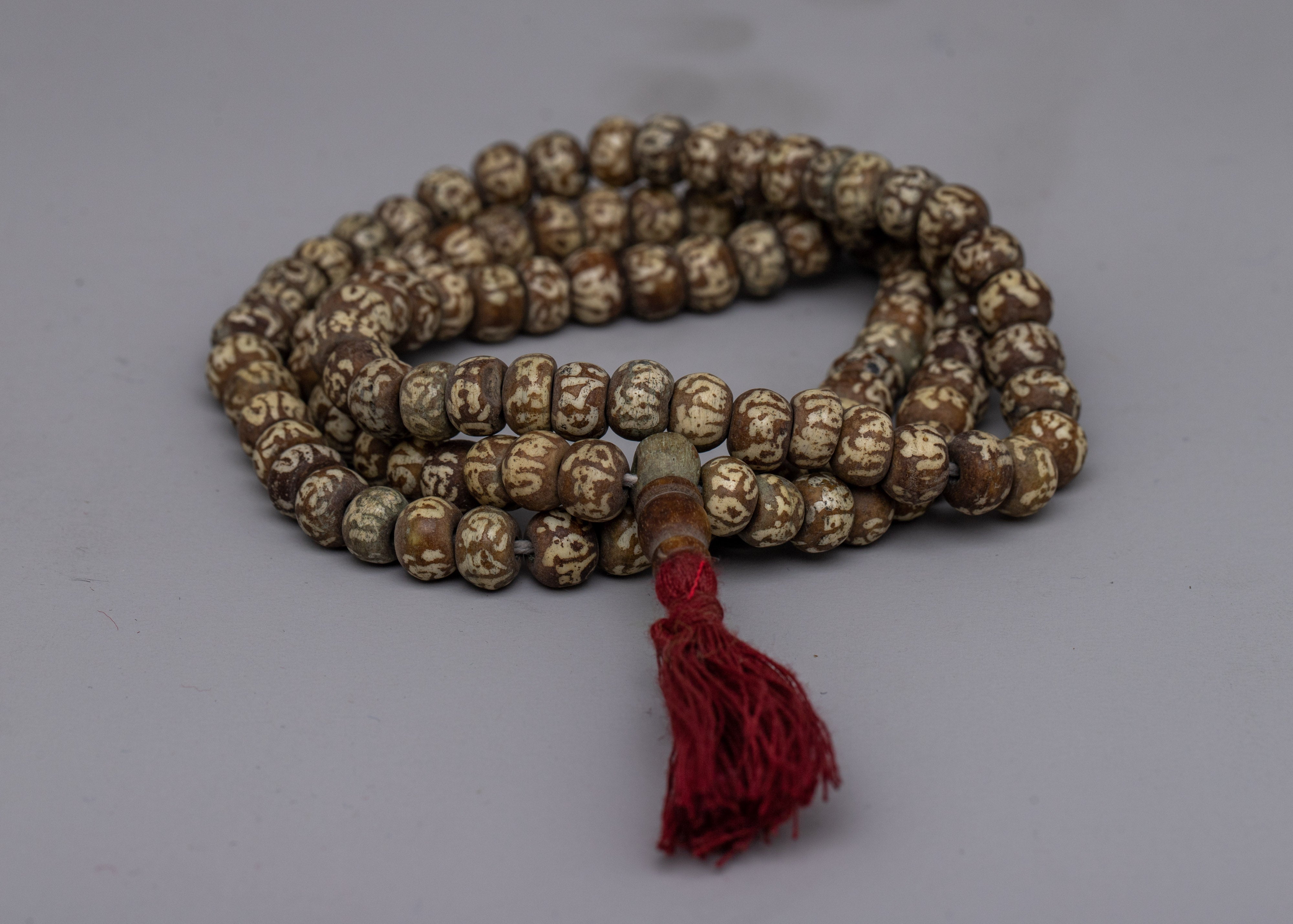 White Bone Mala Beads | Handcrafted Tibetan Buddhist Meditation Necklace
