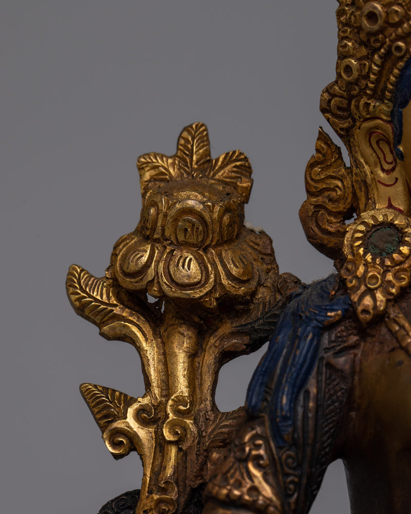 Copper Statue of Green Tara | Sacred Tibetan Buddhist Art for Meditation and Blessings