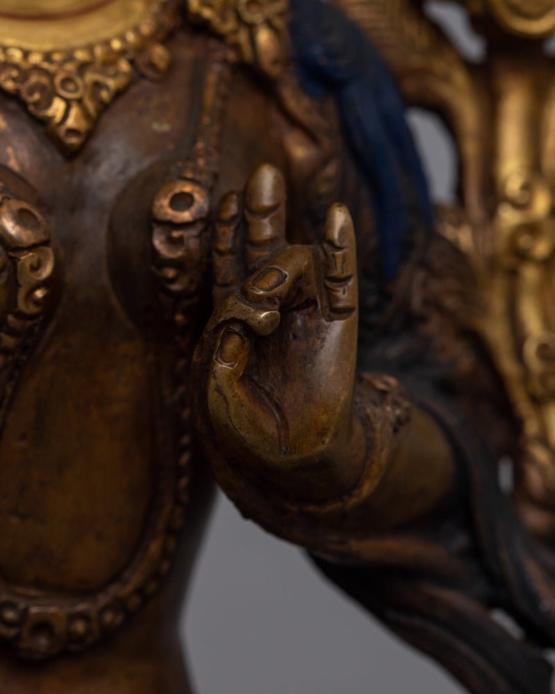 Copper Statue of Green Tara | Sacred Tibetan Buddhist Art for Meditation and Blessings