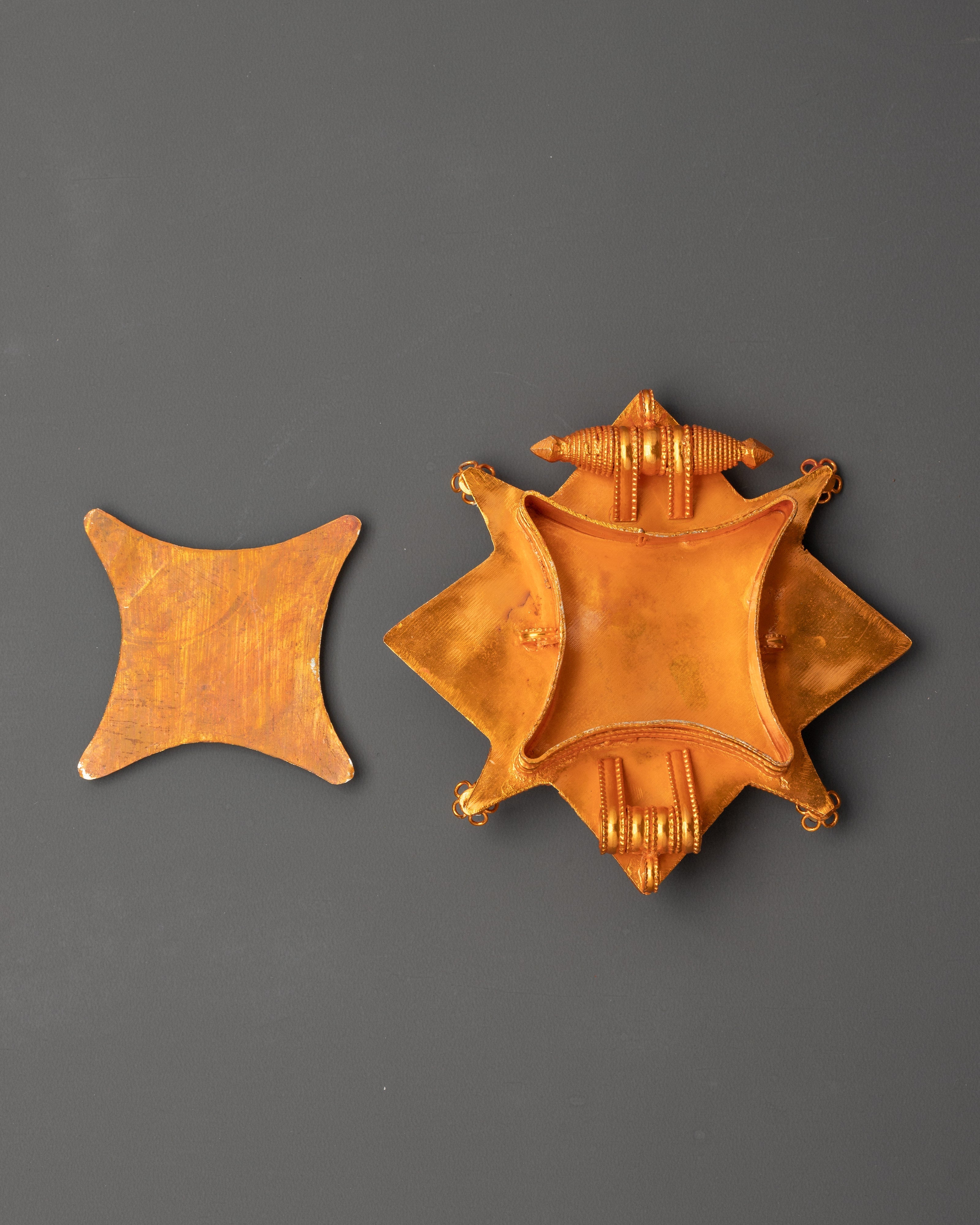 Star-Shaped Tibetan Ghau Box Locket | Gold Plated Amulet Pendant