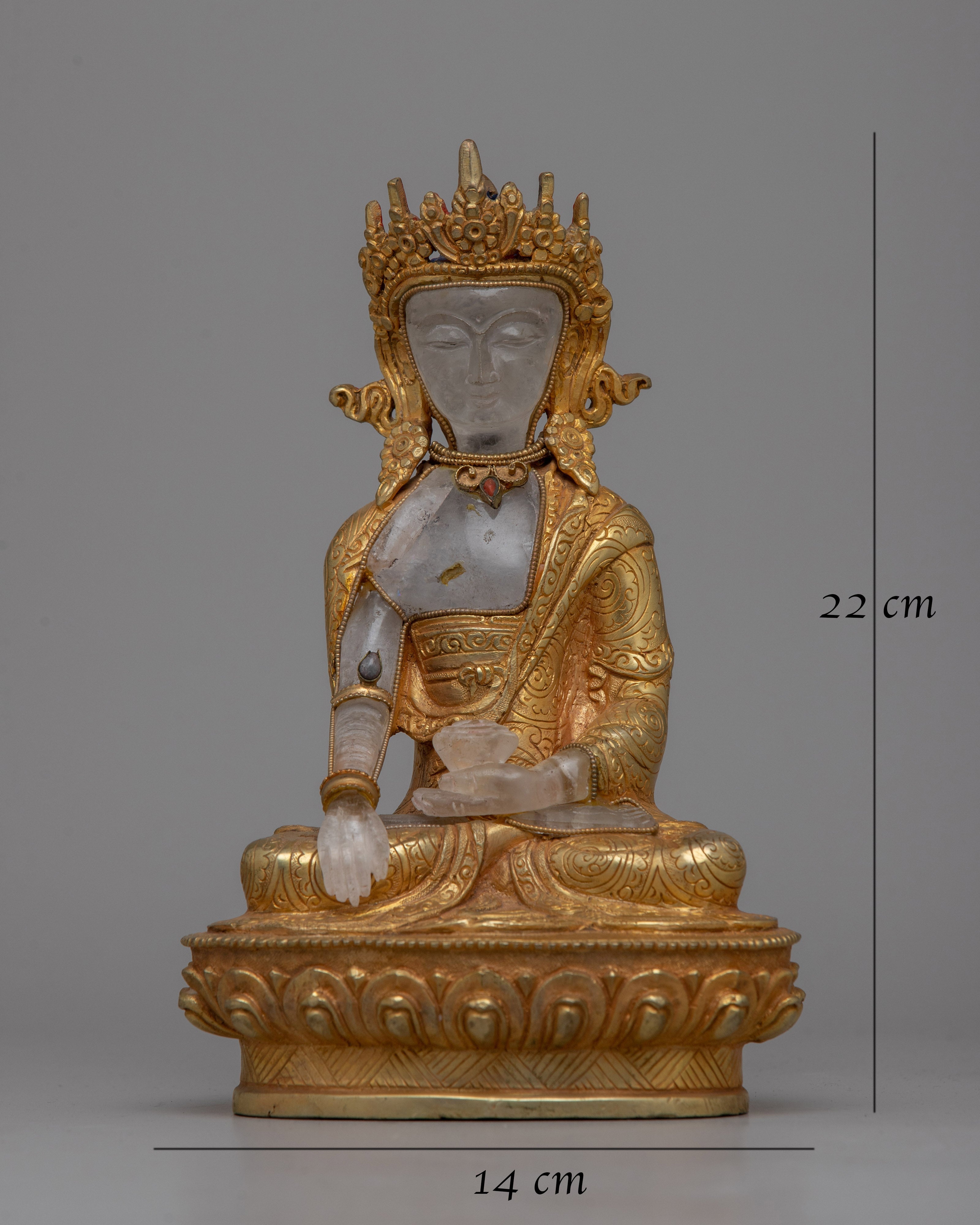 Shakyamuni Buddha Crystal Statue | Tibetan Buddhist Enlightenment Figurin