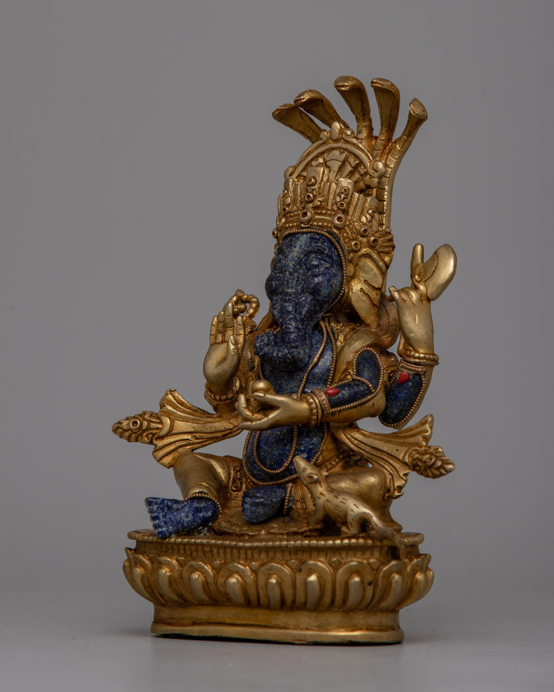 Lapis Lazuli Ganesha Statue | Handcrafted Hindu Elephant God Figurine