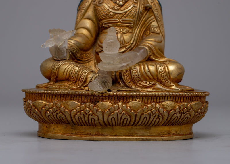 Crystal Guru Rinpoche Statue | Handcrafted Clear Buddhist Figurine